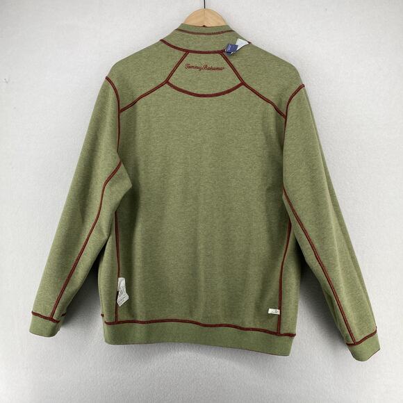 TOMMY BAHAMA Sweater M Mens Flip Side Pro Abaco Reversible 1/4 Zip Pullover Red - Picture 4 of 16